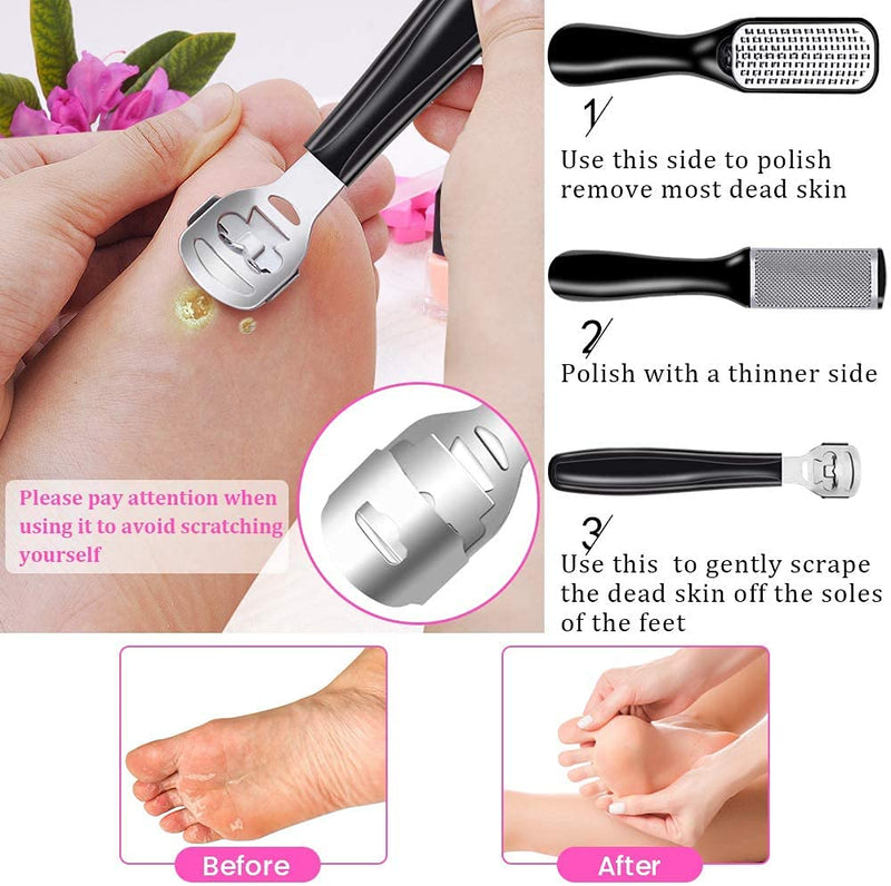 [Australia] - 23 in 1 Pedicure Kit, Professional Manicure Foot Scrubber Nail Tools Supplies Set, Foot Exfoliator Scrub Scraper Callus Cuticle Dead Skin Remover for Feet, Foot File Scraper Rasp Care Kits Pedicure 