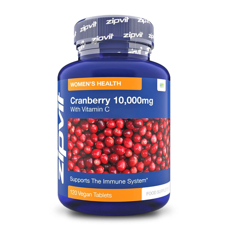 [Australia] - Cranberry Tablets 10,000mg with Vitamin C, 120 Vegan Tablets, High Strength Cranberry Extract, Supports The Immune System, Vegan and Vegetarian, 4 Months Supply 