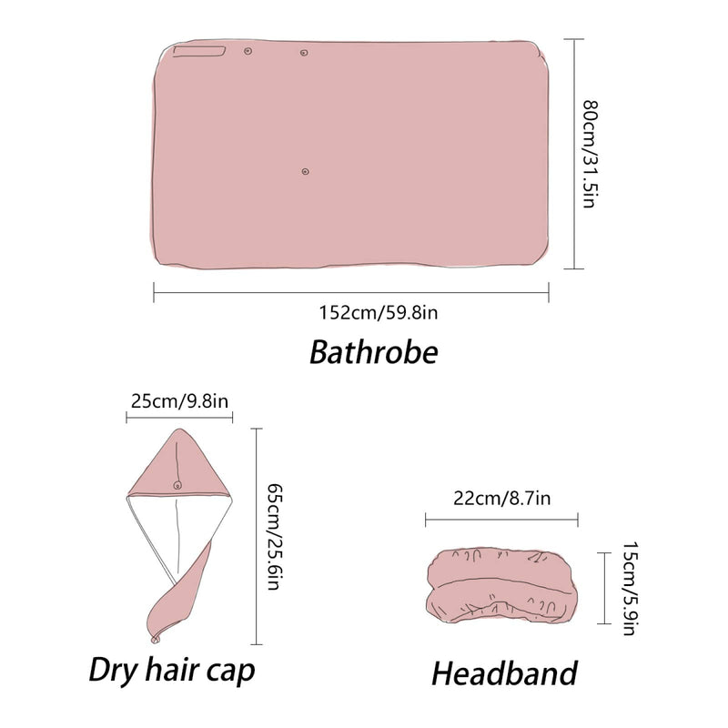 [Australia] - Qilmy Octopus Fish Bath Towel Bathrobe Set 3PCS for Women Wrap Drying Hair Hat Caps Headband Adjustable Shower Spa Bath Towel Color03 