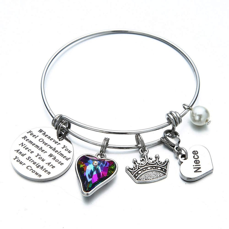 [Australia] - Whenever You Feel Overwhelmed Remember Whose Straighten Your Crown Bracelet, Engraved Inspirational Bracelet with Crystal from Swarovski Bracelet for Girls Daughter Granddaughter Mom Grandma Niece "Niece 