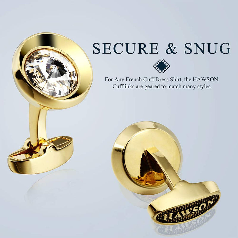 [Australia] - HAWSON Cufflinks for Men-Fashion Multicolor Swarovski Crystal Men French Shirt Cufflinks for Regular Weeding Business White 