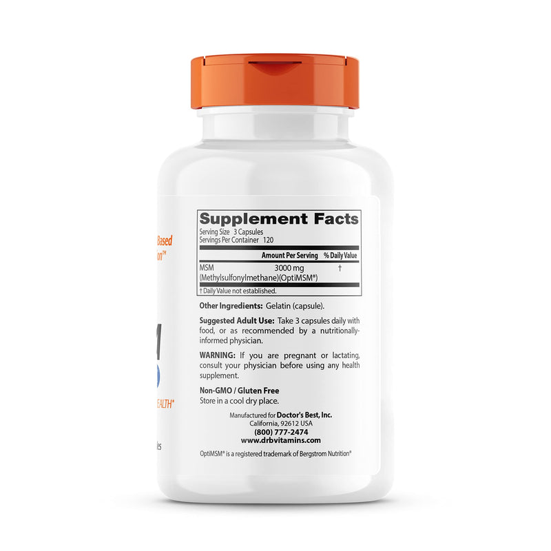 [Australia] - Doctor's Best MSM with OptiMSM, Joint Support, Immune System, Antioxidant and Protein-Building Role, Non-GMO, Gluten Free, 1000 mg, 360 Capsules 