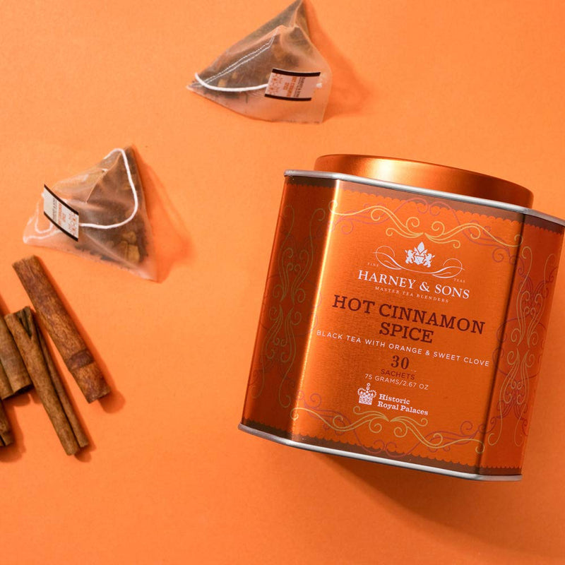 [Australia] - Harney & Sons Hot Cinnamon Spice Tea Tin - Black Tea with Orange & Sweet Clove - 2.67 Ounces, 30 Sachets 30 Count (Pack of 1) 