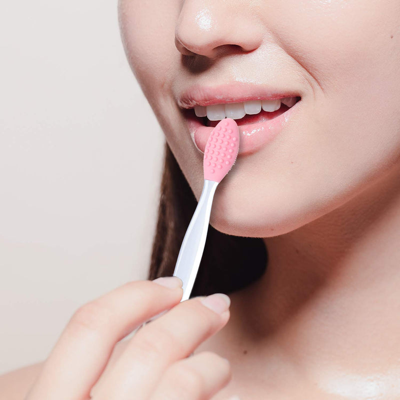 [Australia] - 4 Pieces Silicone Exfoliating Lip Brush Tool Double-sided Soft Lip Brush for Smoother and Fuller Lip Appearance (Rose Red, Yellow, Mint Green, Pink) Rose Red, Yellow, Mint Green, Pink 