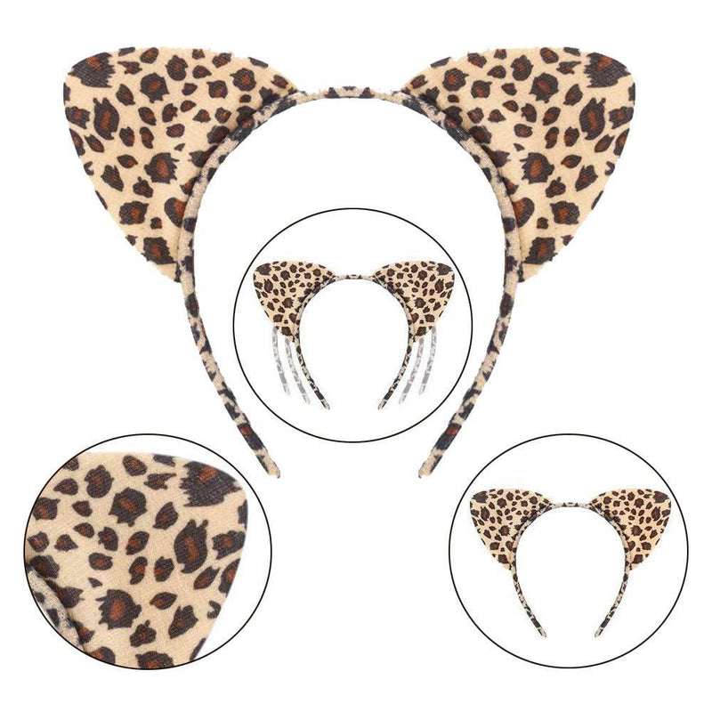 [Australia] - 2 Pcs Cat Ears Headband Fabric Hair Band for Girls Elastic Head Wrap Cute Hair Accessories 