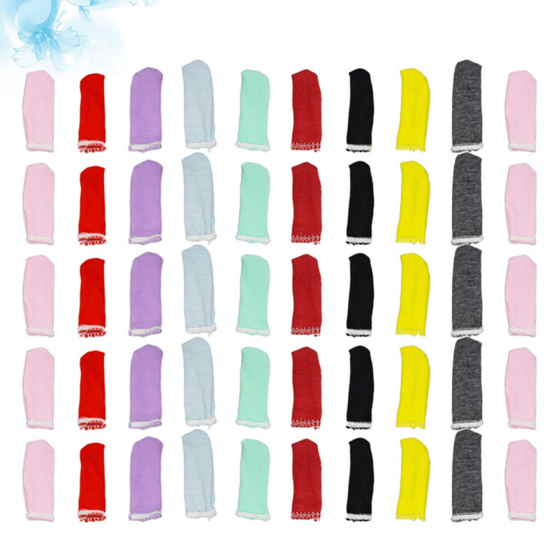 [Australia] - PRETYZOOM 50pcs Finger Cots Cotton Finger Guards Protective Fabric Finger Gloves Finger Protection Fingertip Cover Sleeves (Random Color) 