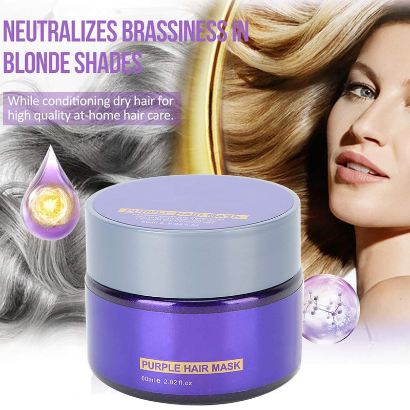 [Australia] - Purple Hair Mask, Deep Repairing Hair Mask, for Blonde Silver Hair to Removes Yellow Brassy Tones/Deep Repair Dry Damaged Hair, with Plant Serum 