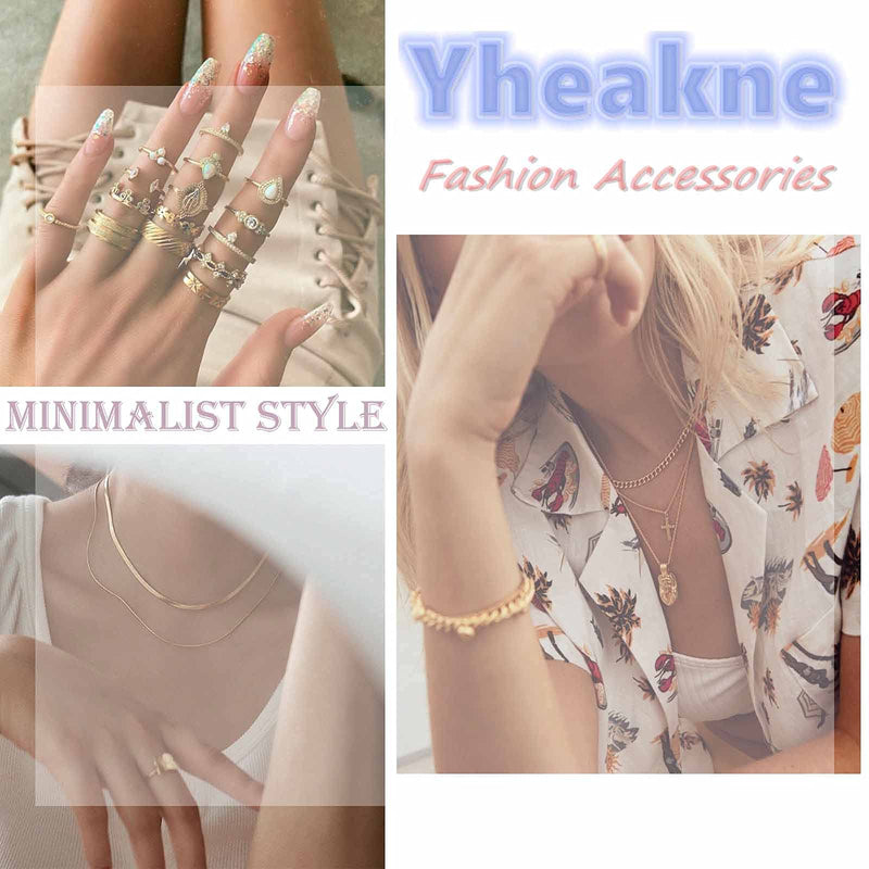 [Australia] - Yheakne Boho Rings Set Gold Rhinestone Knuckle Rings Stacking Crystal Midi Finger Rings Fashion Rings Accessories for Women and Teen Girls Style A 