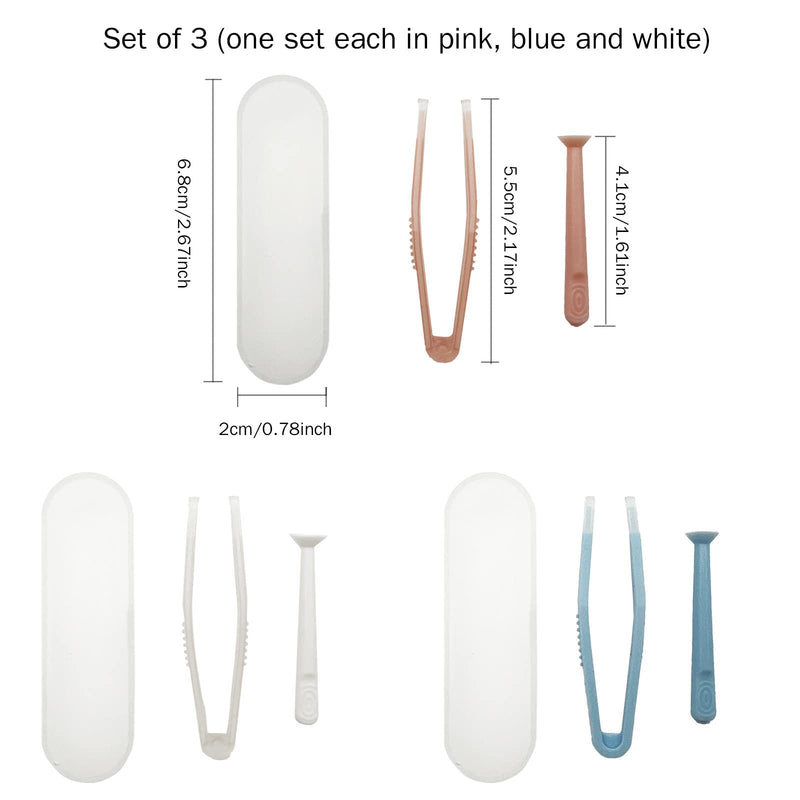 [Australia] - 3 Packs Contact Lens Applicator Contact Lens Remover Tools and Contact Lens Tweezers Contact Lens Suction Stick Handler with Storage Case, Pink, Blue, White 