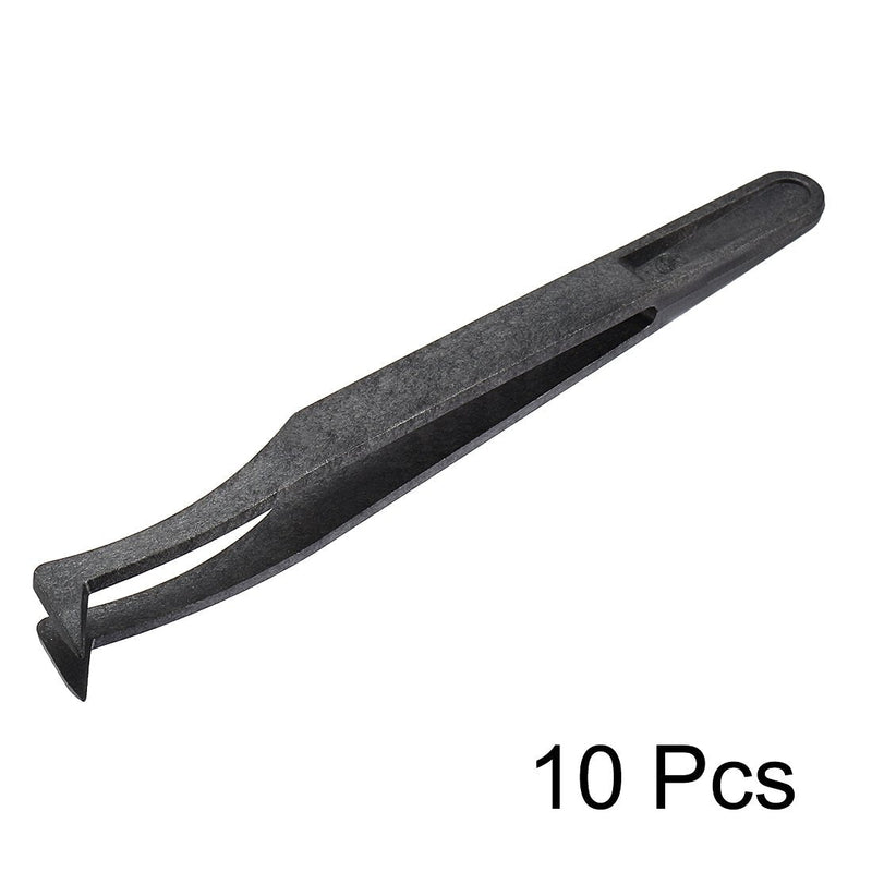[Australia] - sourcingmap Plastic Anti-Static Tweezers, Precision Curved Tip for Jewelry Craft DIY Beauty Electronics Repair Tool Black 10 Pcs 