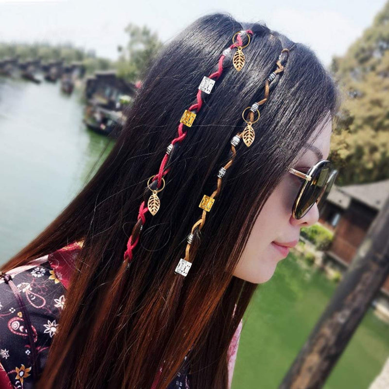 [Australia] - nuoshen 120 Pieces Hair Cuffs and Braid Rings, Metal Hair Charms Hair Braiding Beads for Hair Decorations Pendants 