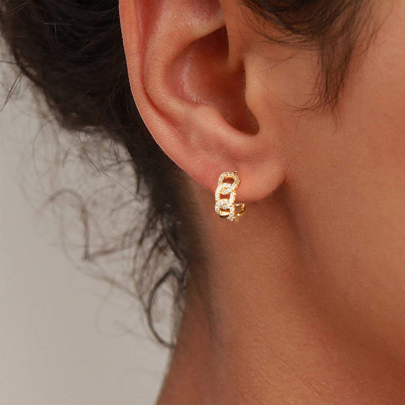 [Australia] - VACRONA Cubic Zirconia Huggie Earrings 14k Gold Plated Tiny Cuff Earrings Small Huggie Hoop Earrings Simple Lightweight Hoops Gift for Women A Huggie hoop 