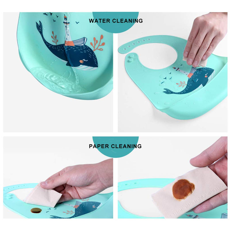 [Australia] - FILOWA Silicone Bibs for Babies,3 PCS Baby Weaning Silicone Bibs Feeding Waterproof Wide Food Crumb Soft Catcher Wipeable Adjustable Bib for Toddlers,Machine Washable No-Mess BPA Free Food Grade Bibs Grey 