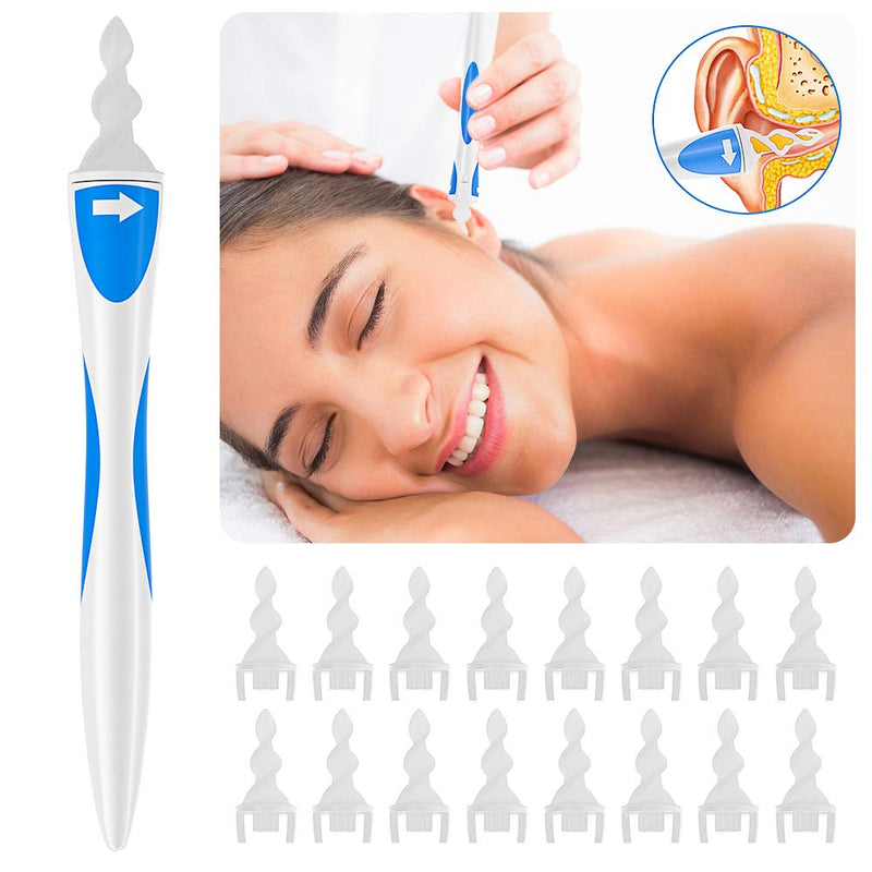 [Australia] - Ear Wax Remover, Ear Cleaner Tool Kit for Human Smart Spiral Earwax Removal Tool with 16 pcs Washable Tips, Safe and Soft, Suitable for Kids & Adults 