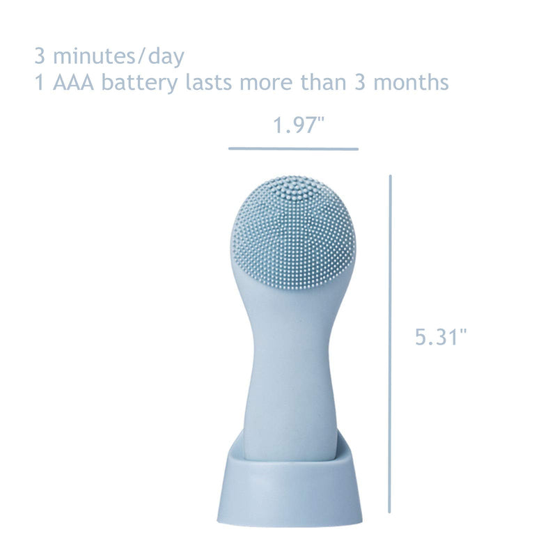 [Australia] - BEYOND CREATION Sonic Facial Cleansing Brush, Silicone Sonic Vibration Electric Facial Brush with 3 Function Modes,Blackhead Removing and Massaging,Gentle Exfoliating,Deep Cleaning (Blue) Blue 