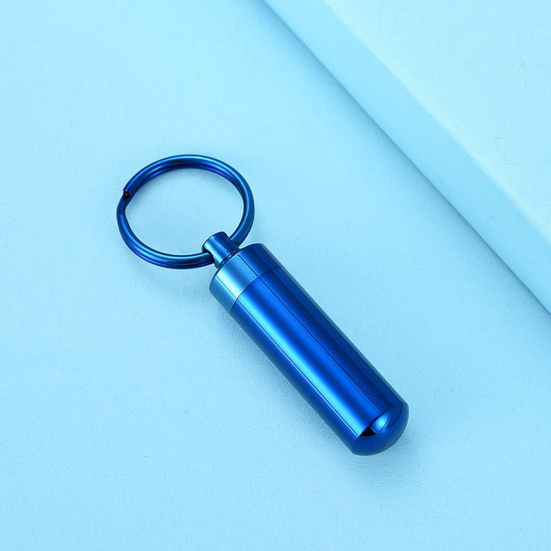 [Australia] - mingkejw Cremation Jewelry Cylinder Urn Ashes Neckalce for Women Men Glass Memorial Locket Keepsake Pendant Ash Holder Keychain Blue 