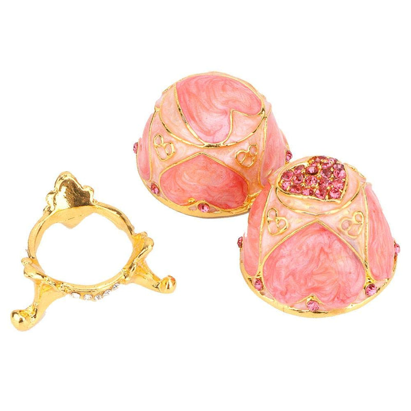 [Australia] - Egg Jewelry Box Painted Enameled Jewelry Trinket Hinged Jewelry Crystals Ring Holder Organizer Unique Home Decor Pink 