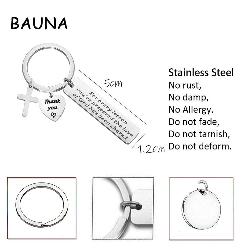 [Australia] - BAUNA Sunday School Teacher Appreciation Gifts for Every Lesson You've Prepared The Love of God Has Been Shared Religious Bible Study Teacher Keychain Gift Sunday School Teacher Keychain 