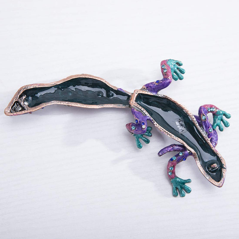 [Australia] - Purple Lizard Jewelry Trinket Boxes Hinged Animal Figurines Collectibles 