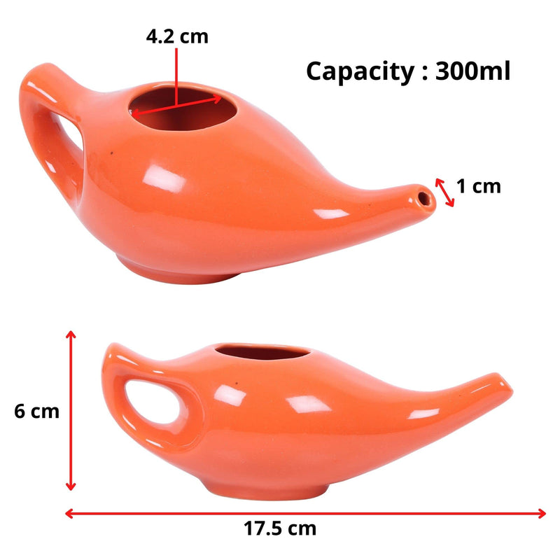 [Australia] - Leak Proof Durable Ceramic Neti Pot Comfortable Grip | Microwave and Dishwasher Friendly Natural Treatment for Sinus and Congestion (Orange) 