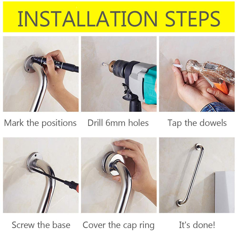 [Australia] - Kaxich Stainless Steel Bath Grab Bar Anti-Slip Bathroom Grab Handle Towel Holder Safety Support Rail for Disabled Elderly (300mm/12 inches) 