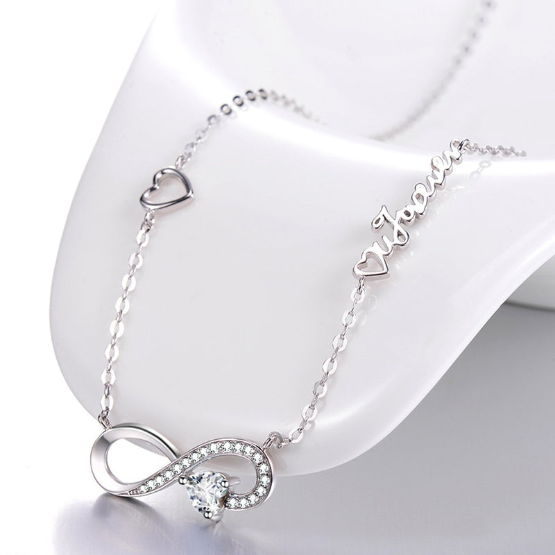[Australia] - Birthday Gifts Love You Forever Necklace for Wife Mom Love Infinity Heart Jewelry for Women Sterling Silver Simulated Diamond Jewelry Love You Forever Infinity Heart Jewelry 