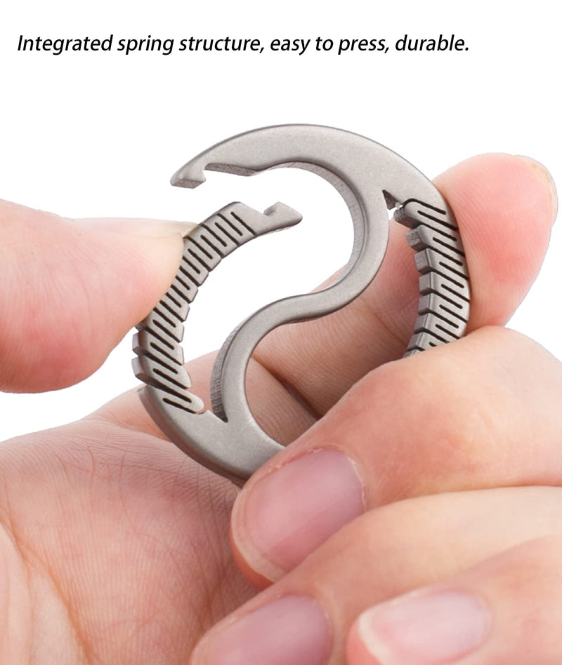 [Australia] - FEGVE Titanium Small Carabiner Keychain Clip with Rotational D Shape Keyring, Car Keychains Bracelet Wrist for Women Men Dark Gray 