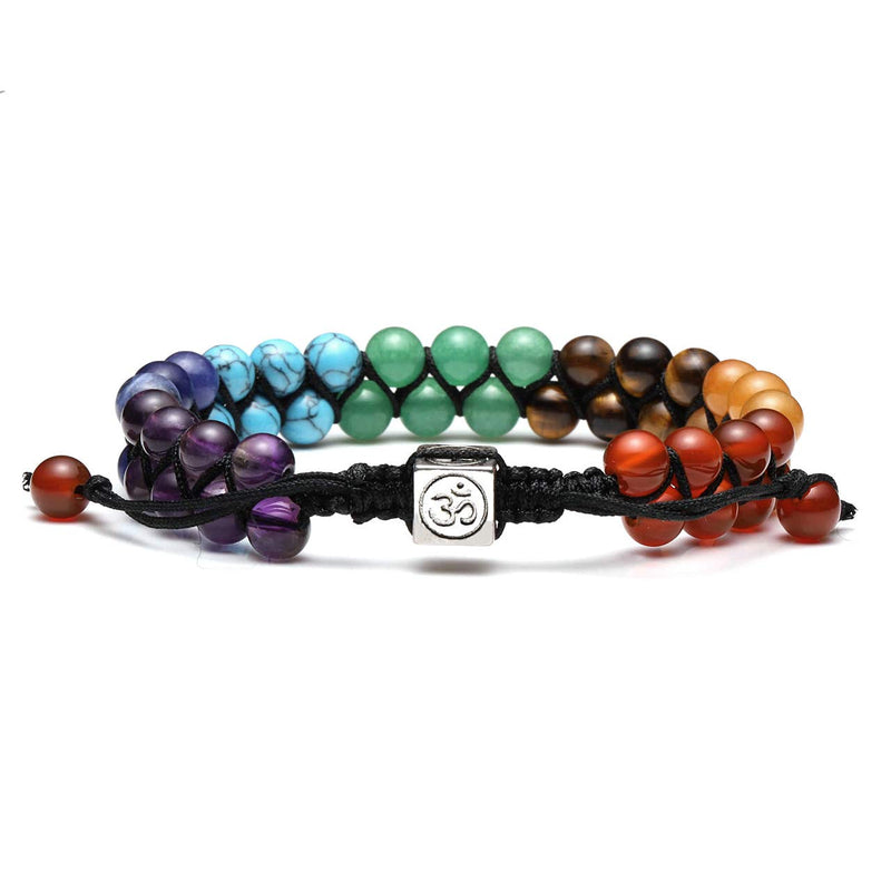 [Australia] - JSDDE 7 Chakra Healing Crystals Bracelet Womens Reiki Stone Rope Braided Gemstone Bracelet for Yoga Meditation Anxiety Relief 