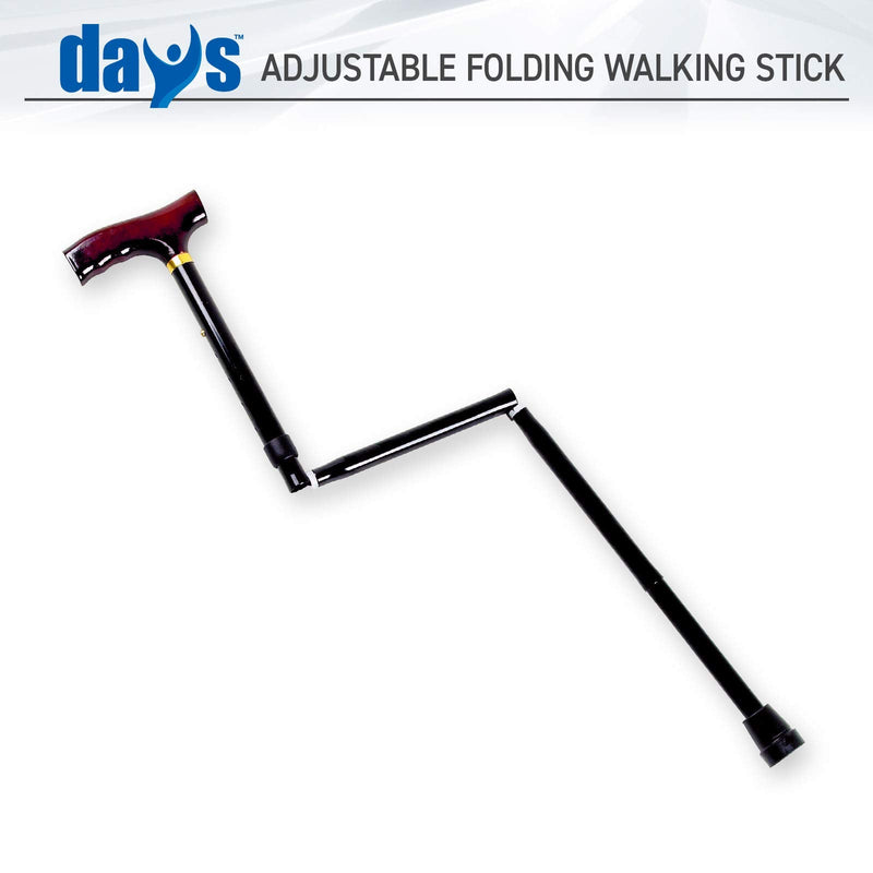 [Australia] - Days Adjustable Folding Walking Stick, Portable Cane with Ergonomic Handle, Non-Slip Base, Lightweight, Height Adjustable, 74 cm-83.5 cm Short 