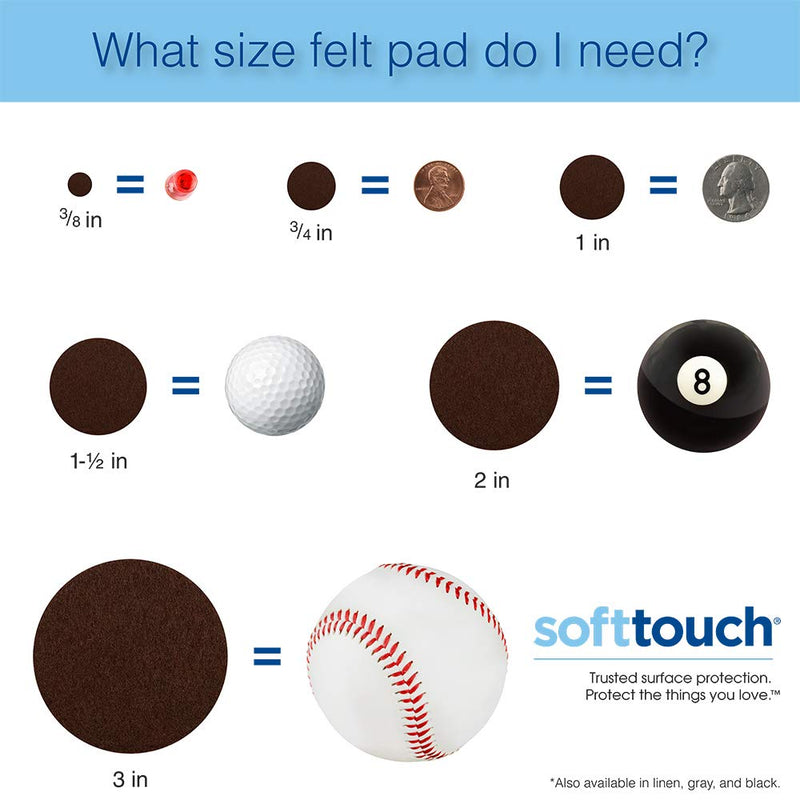 [Australia] - SoftTouch Self-Stick Small Round Felt Pads for Hard Surfaces – Protect Your Hard Surfaces from Scratches, 3/8" Gray Round (84 Pieces) - 4759695N 3/8 Inch 