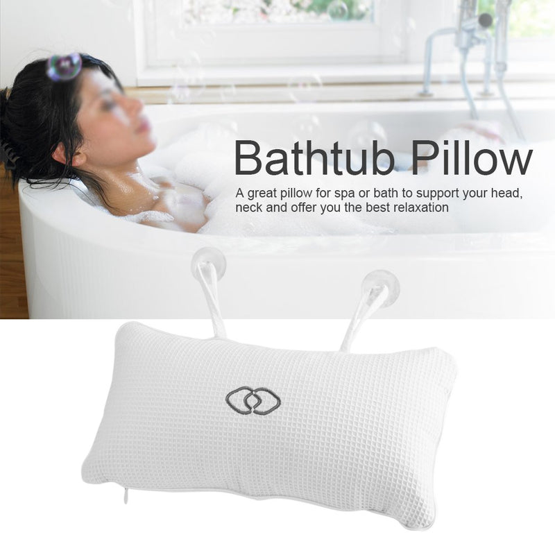 [Australia] - Oumefar Non-Slip Bathtub Spa Pillow Bath Cushion Bath Pillows White with Suction Cups Head Neck Support Bath Neck Pillow for Tub Home Jacuzzi 