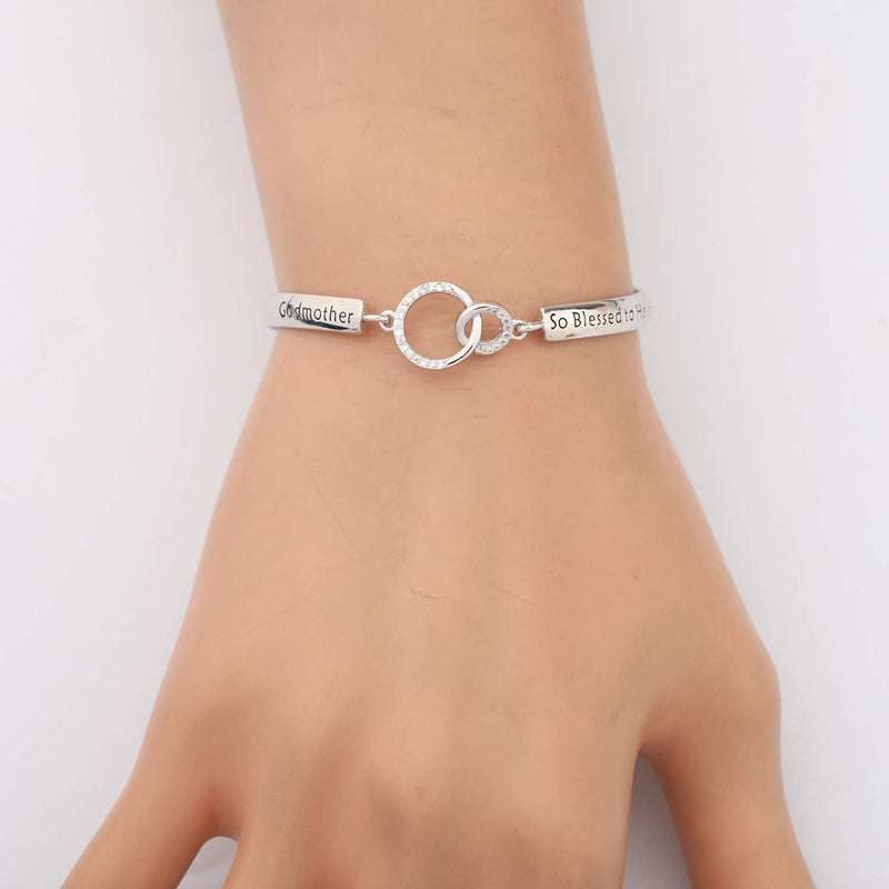 [Australia] - LQRI Godmother Bracelet So Blessed to Have You in My Life Interlocking Circles Bracelet Religious Jewelry Christening Baptism Gift for Godmother sliver 