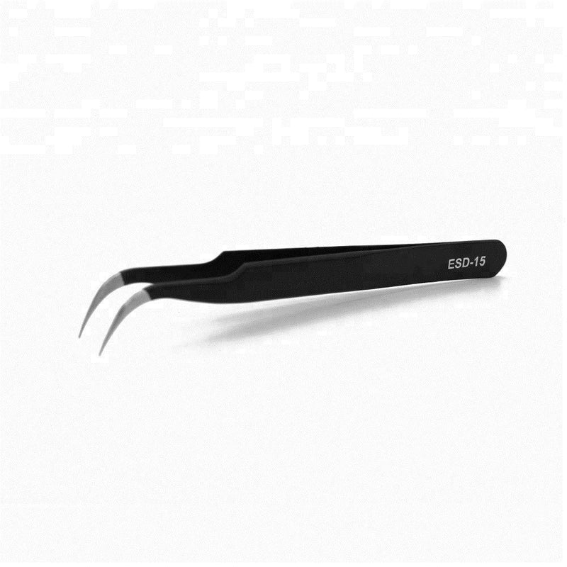 [Australia] - Industrial Anti-static Stainless Steel Tweezers Personal Care Eyebrow/Eyelash Tweezers (ESD15) ESD15 