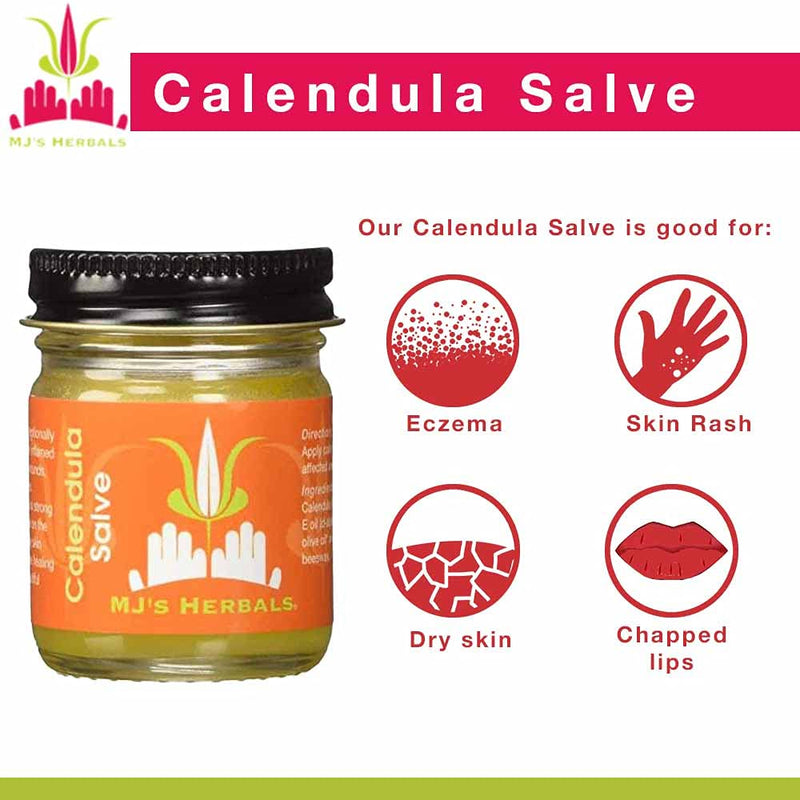 [Australia] - MJ’s Herbals Calendula Salve | Skin Soothing Balm, Eczema Cream, Diaper Rash, Scar Treatment, Bug Bite Itch Relief | Organic Calendula, Propolis Beeswax (1 oz) 1 Ounce 