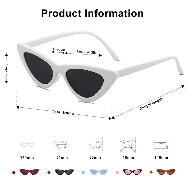 [Australia] - SOJOS Retro Vintage Narrow Cat Eye Sunglasses for Women Clout Goggles Plastic Frame Cardi B SJ2044 C4 White Frame/Grey Lens Multicoloured 