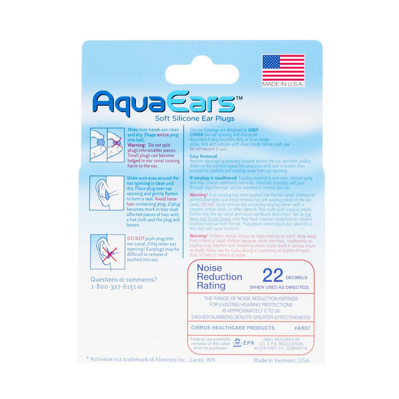 [Australia] - Aqua Ears® Soft Silicone Earplugs 18 Pair 