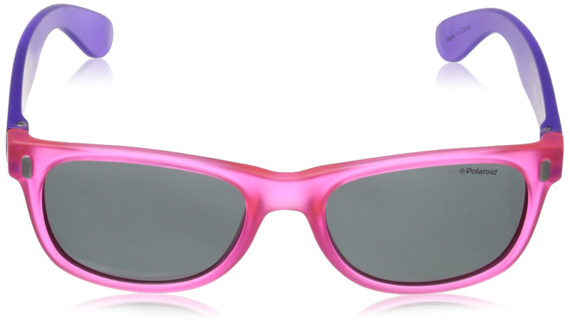 [Australia] - Polaroid Kids' P0115 Rectangular Sunglasses Purple (Violet Pink Fluo/Grey Polarized) 