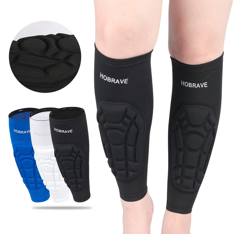[Australia] - HOBRAVE 2PCS Soccer Shin Guards Padded Calf Compression Sleeves Supports for Shin Splint XX-Large Black 