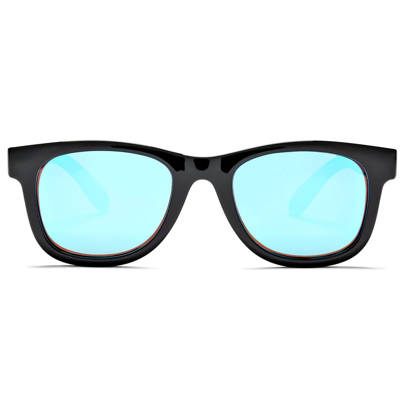 [Australia] - Pro Acme Polarized Baby Infant Toddler Sunglasses with Strap, Safe Soft Adjustable Sun Glasses for 0-12 Month Black/ Blue 40 Millimeters 