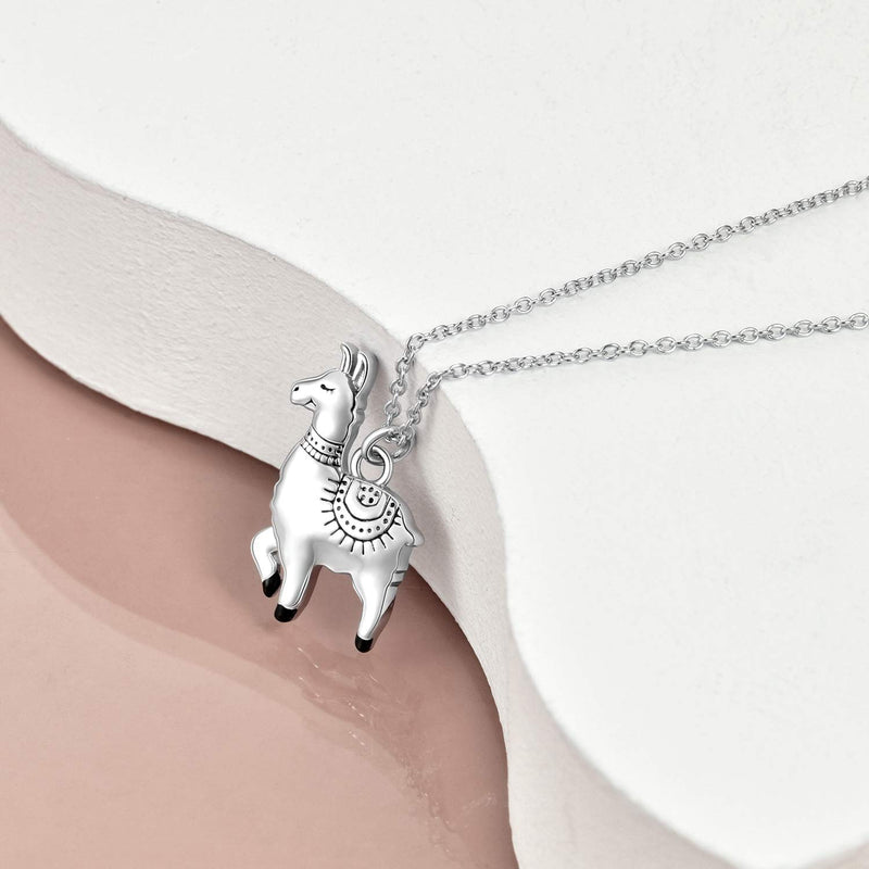 [Australia] - ONEFINITY Animal Necklace Sterling Silver Llama/Panda/Elephant/Squirrel Necklace Cute Animal Pendant Jewelry for Women Gifts Alpaca llama 