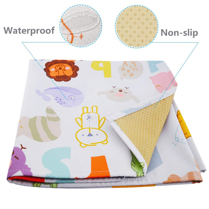 [Australia] - Large Splat Mat for Under High Chair/Arts/Crafts, Womumon Washable Spill Mat Waterproof Anti-Slip Floor Splash Mat, Portable Play Mat and Table Cloth (Alphabet, 130x130cm) Alphabet 