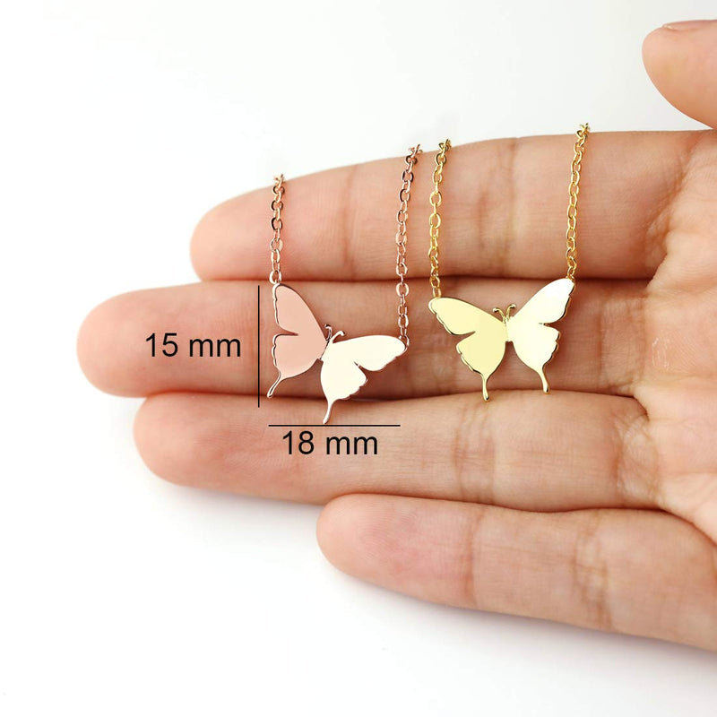 [Australia] - Mevecco Gold Dainty Initial Necklace 18K Gold Plated Butterfly Pendant Name Necklaces Delicate Everyday Necklace for Women Minimalist Personalized Jewelry B 