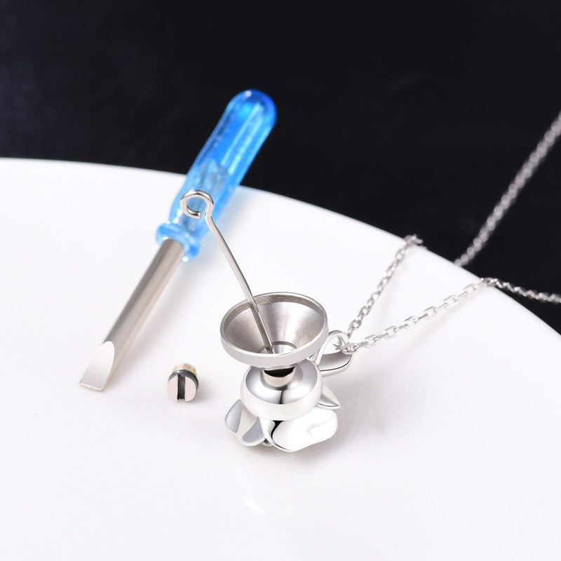 [Australia] - Rose Flower Urn Necklace Cremation Jewelry for Ashes S925 Sterling Silver Memorial roseflower urn Pendant Necklaces for Women Silver roseflower urn 