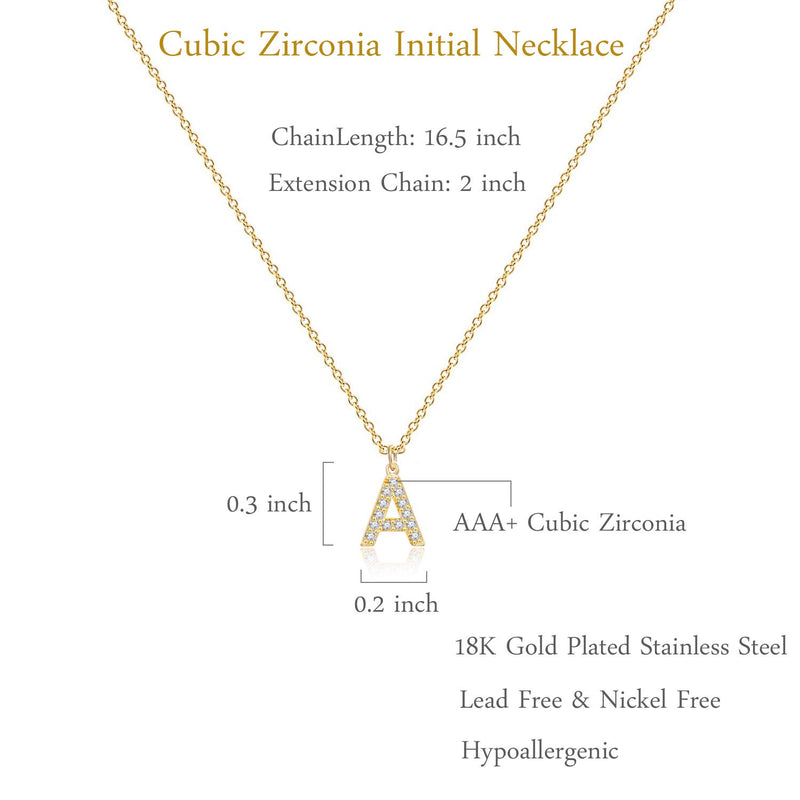[Australia] - Scaleer 18K Gold Plated Cubic Zirconia Initial Necklace Tiny Letter Necklace Personalized Monogram Name Necklace for Women Girls B 