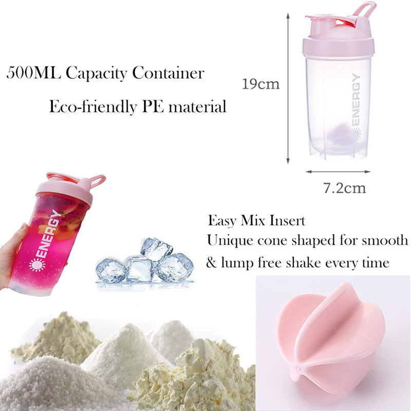 [Australia] - Protein Shaker Cup Sports Supplements Shakers with Mixer Ball Fitness Milkshake Portable Workout Water Cup 500 ml-Blue Blue 