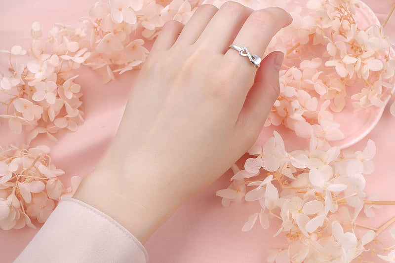 [Australia] - Sterling Silver Forever In My Heart Infinity Mini Ring Sunflower Ring Heart Shape Hold Loved Ones Ashes Cremation Urn Ring for Women Finger Ring Memorial Jewelry 7 