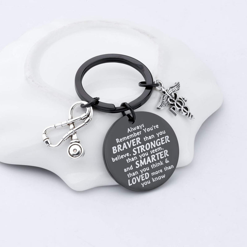 [Australia] - Physicians Assistant Gifts PA Keychain Physician Assistant Graduation Gift PA Student Inspiration Gifts You are Braver Stronger Smarter Than You Think black 