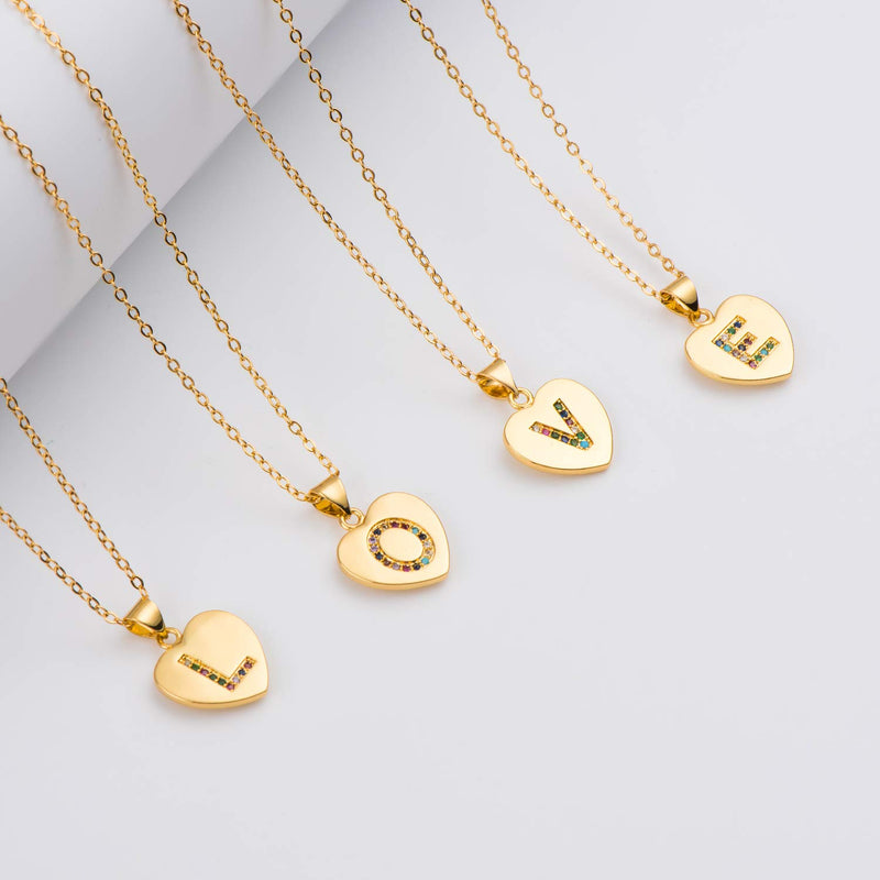 [Australia] - Gold Initial Necklace Name Personalized Letter Heart Necklace Pendant for Women Kids Gift - 18 inch B 