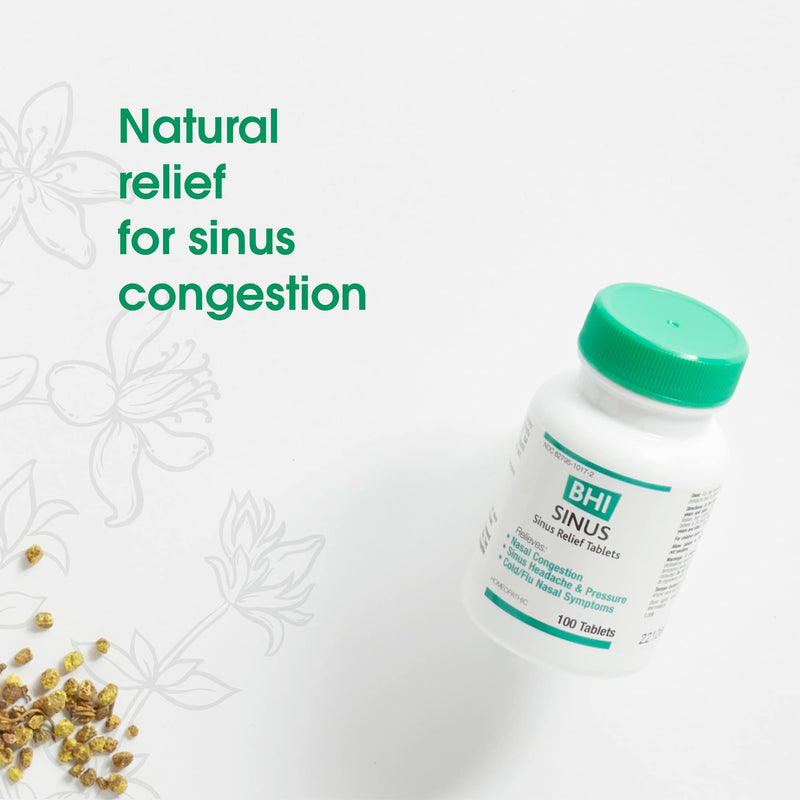 [Australia] - BHI Sinus, Natural Sinus Congestion Relief, Homeopathic Support for Nasal Cold Symptoms and Headache, 100 Tablets 
