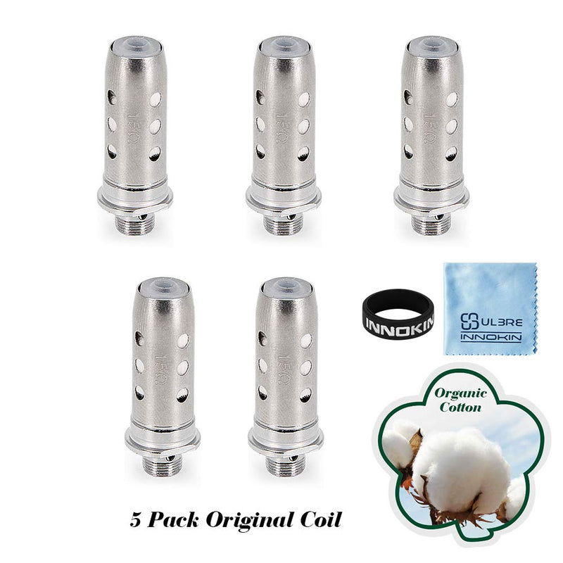 [Australia] - Innokin 5 Pcs Endura Prism T18E Replacement Coil 1.5ohm, for T18E T22E T18.II 2 V2 Tank Atomizer 2ml, with ULBRE Cleaning Cloth, E Cig Cigarettes Vaporizer Vape Pen Accessories, Genuine Long Lasting 